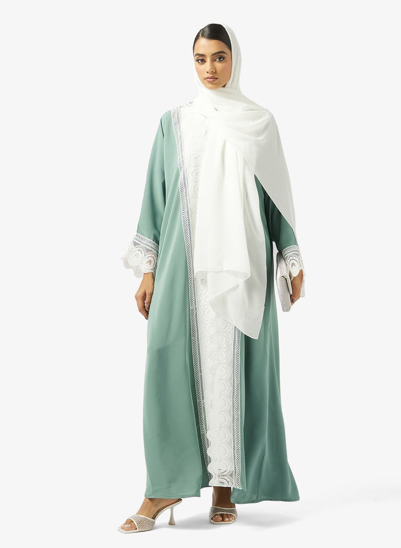 hayas closet Lace detail Abaya With Sheila - Image 5